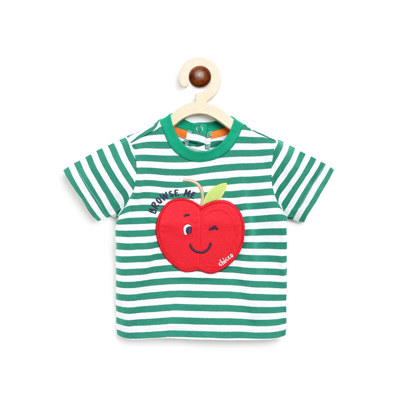 Boys White & Green Short Sleeve Knitted T-Shirt image number null